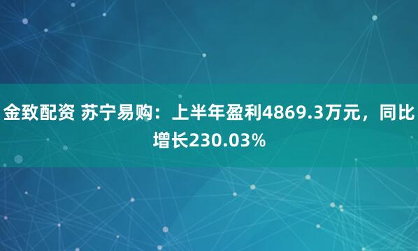 金致配资 苏宁易购：上半年盈利4869.3万元，同比增长230.03%