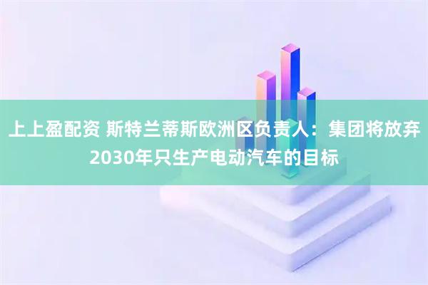 上上盈配资 斯特兰蒂斯欧洲区负责人：集团将放弃2030年只生产电动汽车的目标